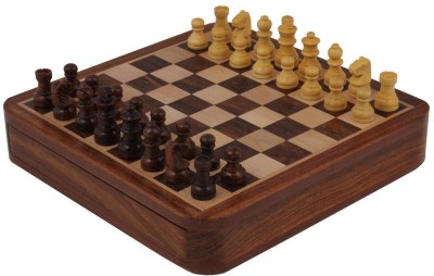 

Craft Art India Brown Square Wooden Chess And Magnetic Pieces Set With Storage 5 X 5 Inches Board Game