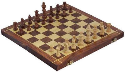 

Craft Art India Wooden Folding Non-Magnetic Chess with Storage Of Pieces Set 14 x 14 inches Board Game