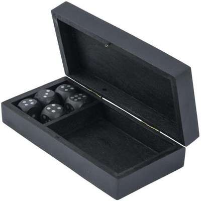 

Craft Art India Handmade Wooden Black Coloured Single Playing Card Box Wood and 5 Dice Board Game