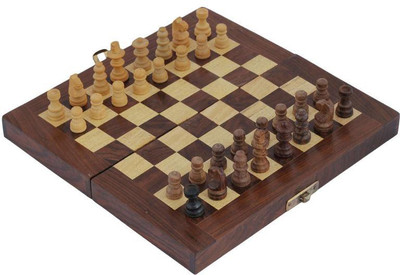 

Craft Art India Wooden Folding Non- Magnetic Chess with Storage Of Pieces Set 8 x 8 inches Board Game