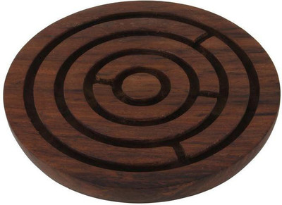 

Craft Art India Brown Handcrafted Wooden Labyrinth Board Indoor Game Round (diameter - 6 Inches) Board Game