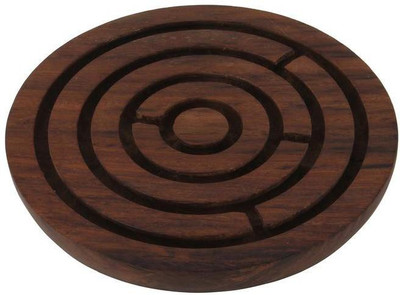 

Craft Art India Brown Handcrafted Wooden Labyrinth Board Indoor Game Round (diameter - 5 Inches) Board Game
