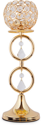 

Jewel Fuel Pillar Candle Stand Showpiece (13.5 Inch) Crystal Tealight Holder(Gold, Pack of 1)