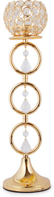 

Jewel Fuel Pillar Candle Stand Showpiece (17 Inch) Crystal Tealight Holder(Gold, Pack of 1)