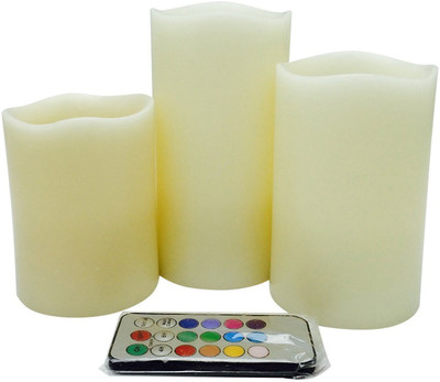 

VibeX ™ FLAMELESS CANDLES WITH TIMER REMOTE CONTROL, Unscented Flickering Battery Operated Electric Candle for Home Decor, Weddings, Parties Candle(Multicolor, Pack of 3)