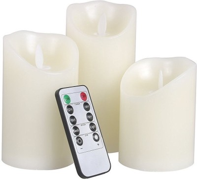 

VibeX ™ LED Flameless Wax Candle (Set of 3) With Multi function Remote control,Color Changing,Timer Candle(Multicolor, Pack of 3)
