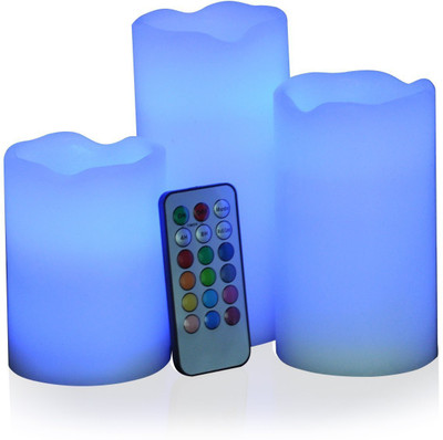 

VibeX ™ Premium Set of 3 - Real Wax Flickering Flame LED Candles (Inc Remote Control & Timer) Candle(Multicolor, Pack of 3)