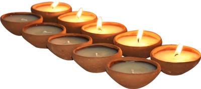 

Light Jewels Diwali Mitti Diyas Candle(Brown, Pack of 10)