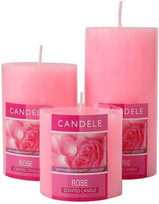 

Shrih Set of 3 Pink Scented Pillar Candle Pillar Candle Candle(Pink, Pack of 3)