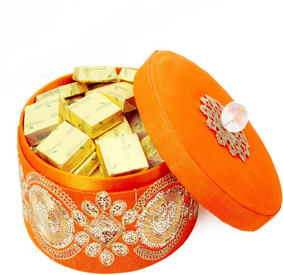 

Ghasitaram Gifts Round Orange Chocolate Box Bars(800 g)