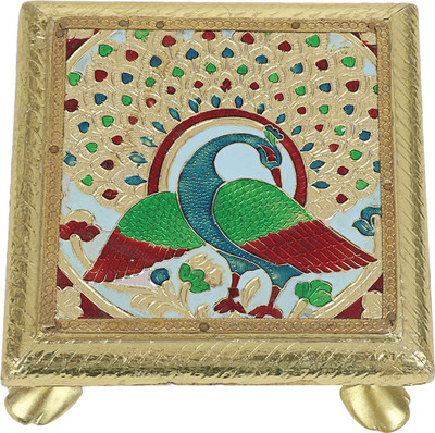 mahalakshmi GoldPlated Pooja Chowki(Yellow)