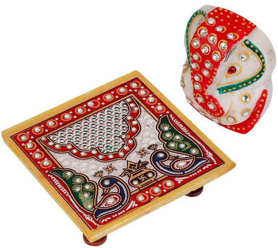 

Craft Art India Seated Ganesha Marble All Purpose Chowki(Multicolor, Pack of 2)