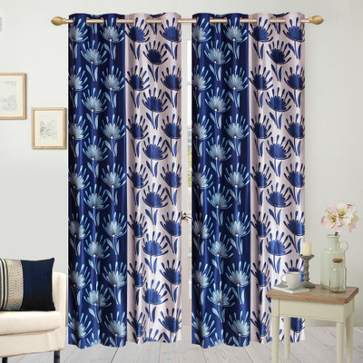 

Wonder Fab 213.36 cm (7 ft) Polyester Door Curtain (Pack Of 2)(Printed, Blue)