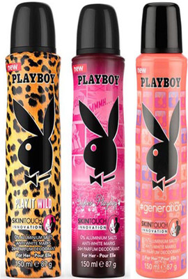 Playboy WILD , SUPER & GENERATION WOMEN DEO Deodorant Spray - For Women(450 ml, Pack of 3)