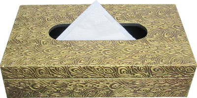 

FashionFrame 1 Compartments Handcrafted Metal Hinged Tissue Box/Napkin Box(Gold)