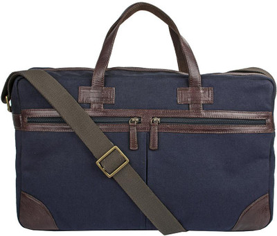 

Hidesign (Expandable) ROMANI 01-CANVAS E.I GOAT-NAVY BLUE BROWN Travel Duffel Bag(Blue)