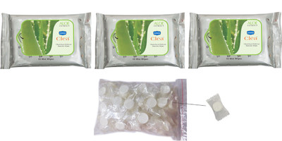

Ginni Clea Makeup Remover & Cleansing Wipes-Aloevera (Set of 3)(Pack of 10) with Magic/Compressed Tissues (50 pcs candy pack)(Pack of 4)