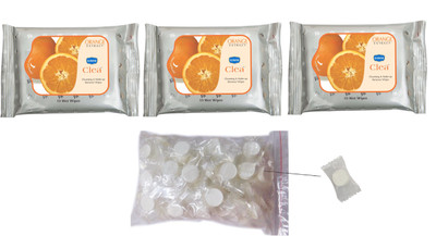 

Ginni Clea Makeup Remover & Cleansing Wipes-Orange (Set of 3)(Pack of 10) with Magic/Compressed Tissues (50 pcs candy pack)(Pack of 4)