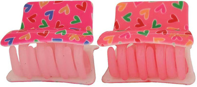 

Maayra Women's Hearts shape Pack of 2 Hair Claw(Pink)