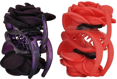 

Maayra Women's Rose shape Pack of 2 Hair Claw(Purple)
