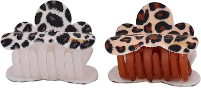 

Maayra Women's Tiger Print Pack of 2 Hair Claw(Black)