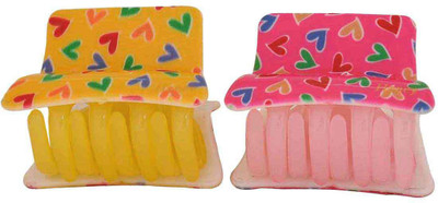 

Maayra Women's Hearts shape Pack of 2 Hair Claw(Yellow)
