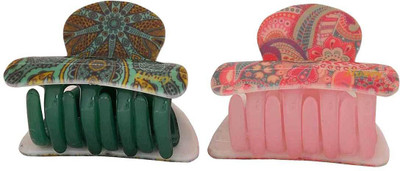 

Maayra Women's Paisley design Pack of 2 Hair Claw(Pink)
