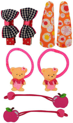 

Maayra Girls's Apple Teddy Bow Pack of 8 Rubber Band(Multicolor)