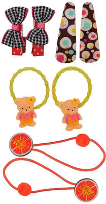 

Maayra Girls's Teddy Orange Bow Pack of 8 Rubber Band(Multicolor)