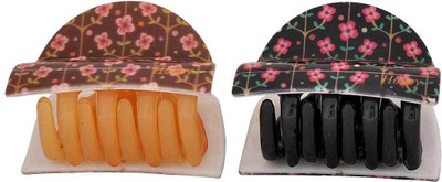 

Maayra Women's Flower Paisley Pack of 2 Hair Claw(Brown)