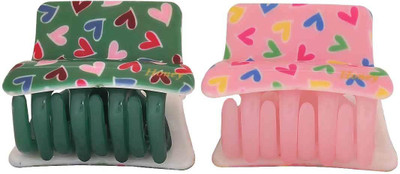 

Maayra Women's Hearts shape Pack of 2 Hair Claw(Green)