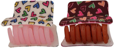 

Maayra Women's Hearts shape Pack of 2 Hair Claw(White)