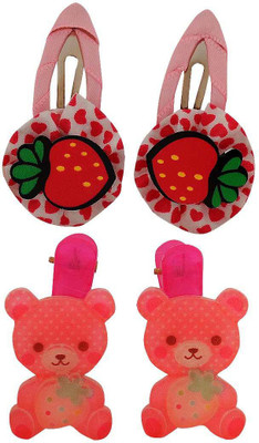

Maayra Girls's Strawberry Teddy Pack of 4 Tic Tac Clip(Multicolor)