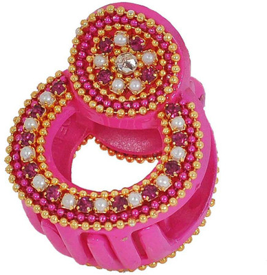 Maayra Women's Beads and Thread Pack of 1 Hair Claw(Pink)