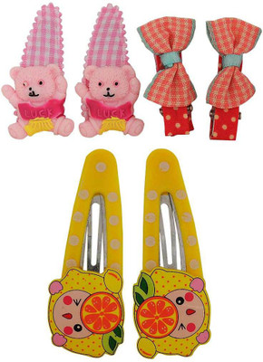 

Maayra Girls's Lemon Teddy Bow Pack of 6 Tic Tac Clip(Multicolor)