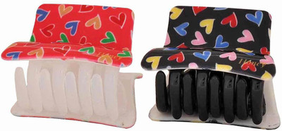 

Maayra Women's Hearts shape Pack of 2 Hair Claw(Red)