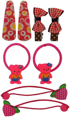 

Maayra Girls's Strawberry Teddy Bow Pack of 8 Rubber Band(Multicolor)