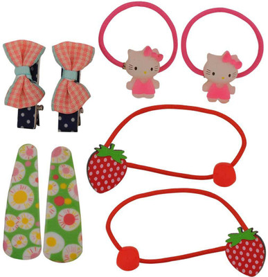 

Maayra Girls's Strawberry Kitty Bow Pack of 8 Rubber Band(Multicolor)