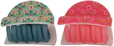 

Maayra Women's Flower Paisley Pack of 2 Hair Claw(Pink)