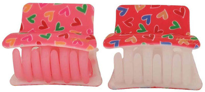 

Maayra Women's Hearts shape Pack of 2 Hair Claw(Pink)