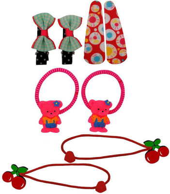 

Maayra Girls's Teddy Bow Cherry Pack of 8 Rubber Band(Multicolor)
