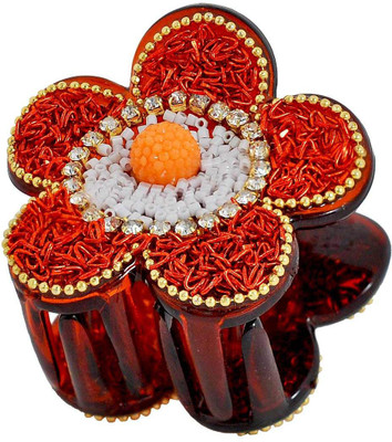 

Maayra Women's Beads and Thread Pack of 1 Hair Claw(Orange)