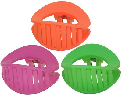 

Maayra Women's Plain Pack of 3 Hair Claw(Orange)