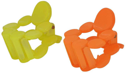 Maayra Women's Designer Pack of 2 Hair Claw(Yellow)
