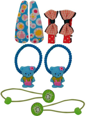 

Maayra Girls's Lemon Teddy Bow Pack of 8 Rubber Band(Multicolor)