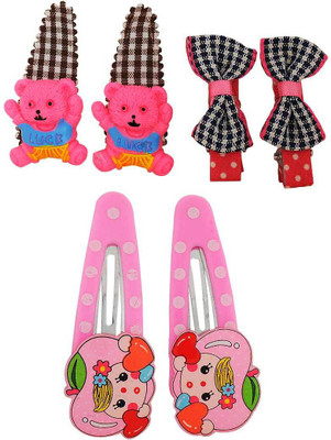 

Maayra Girls's Lemon Teddy Bow Pack of 6 Tic Tac Clip(Pink)