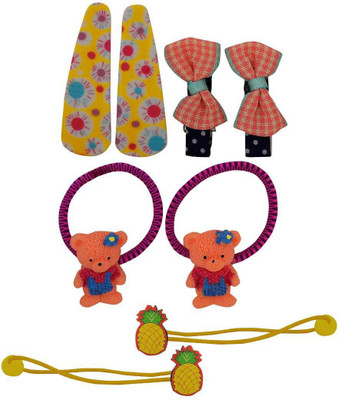 

Maayra Girls's Pineapple Teddy Bow Pack of 8 Rubber Band(Multicolor)