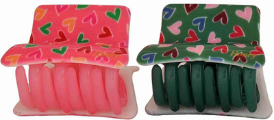 

Maayra Women's Hearts shape Pack of 2 Hair Claw(Pink)