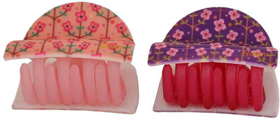 

Maayra Women's Flower Paisley Pack of 2 Hair Claw(Pink)