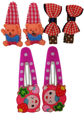

Maayra Girls's Strawberry Teddy Bow Pack of 6 Tic Tac Clip(Multicolor)